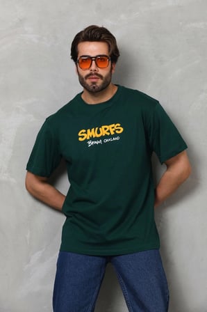 Basic Bisiklet Yaka Oversize T-Shirt - Yeşil