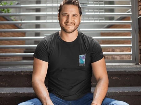 Bisiklet Yaka Baskılı Oversize T-Shirt - Siyah