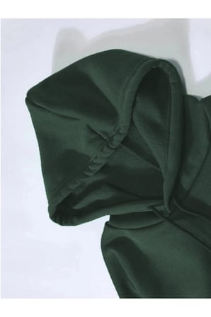 Düz Kapüşonlu Sweat - Koyu Yeşil