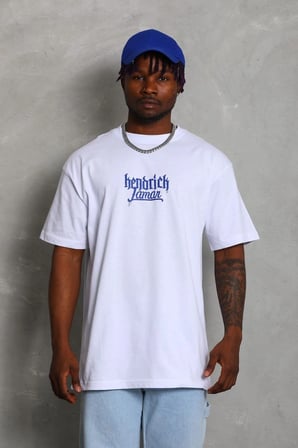 Oversize Baskılı Bisiklet Yaka T-Shirt - Beyaz