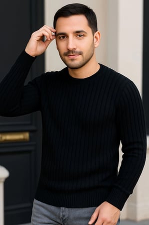 Fitilli Triko Kazak 4’lü Set – Beyaz, Bebek Mavisi, Gri, Siyah | Kalın Dokuma Pamuklu Regular Fit Bisiklet Yaka Uzun Kollu Kışlık ve Baharlık Rahat Triko Kombini