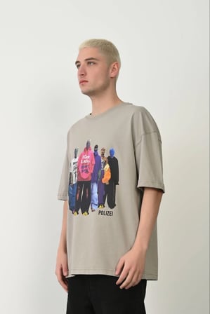 Erkek Baskılı T-Shirt Kısa Kol Bisiklet Yaka Rahat Kalıp Tişört - Boyalı Gri