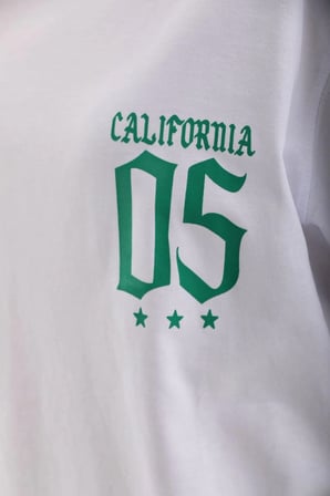 Kadın Kısa kol Oversize Baskılı T-Shirt - Beyaz