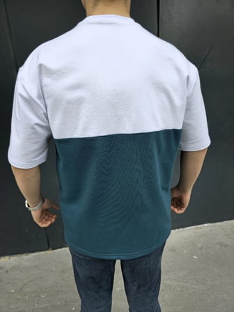 Torba Cep Detaylı Parçalı T-Shirt - Lacivert