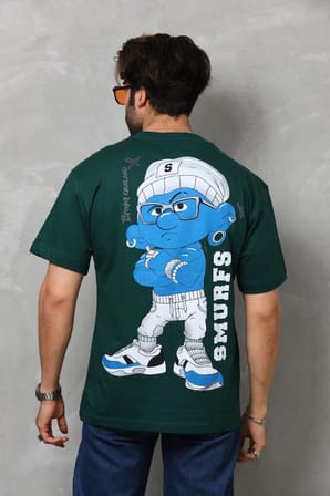 Basic Bisiklet Yaka Oversize T-Shirt - Yeşil