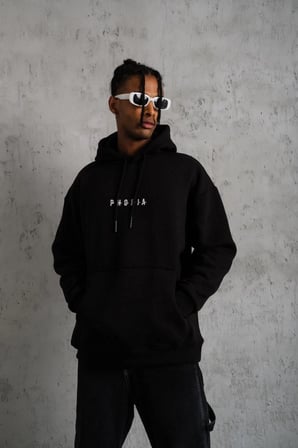 Astronot Baskılı Kapüşonlu Sweat - Siyah