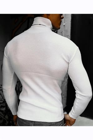 Kaşkorse Boğazlı Full Likralı Fitilli Body Kazak - Beyaz