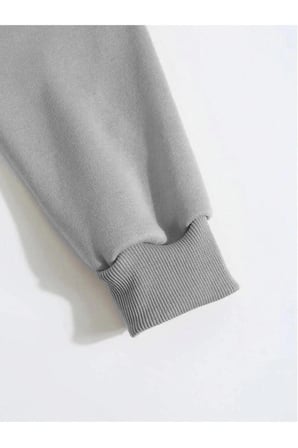 Düz Kapüşonlu Sweat - Boyalı Gri