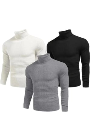 3 Adet   Kaşkorse Boğazlı Full Likralı Fitilli Body Kazak
