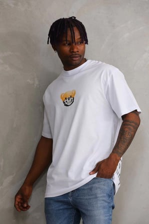 Baskılı Oversize T-Shirt - Beyaz