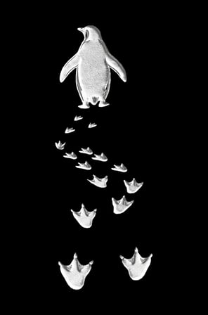 Erkek Nihilist Penguen Baskılı 3 İplik Pamuklu Kapüşonlu Sweatshirt Hoodie Siyah