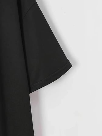 20/1 Penye Compack Baskılı Oversize Bisiklet Yaka m Kısa Kol Yazlık T-shirt - Siyah