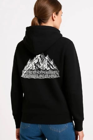 Kadın 3 İplik Pamuklu Kapüşonlu Hoodie Sweatshirt Nihilist Penguen Baskılı - Siyah