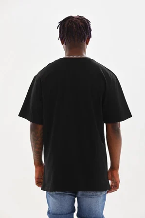 Baskılı Oversize T-Shirt - Siyah