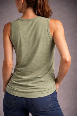 Kadın Flamlı Kumaş Kolsuz Atlet Günlük Fitness Spor T-Shirt - Yeşili