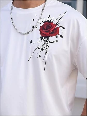 Bisiklet Yaka Kısa Kol Baskılı T-shirt - Beyaz