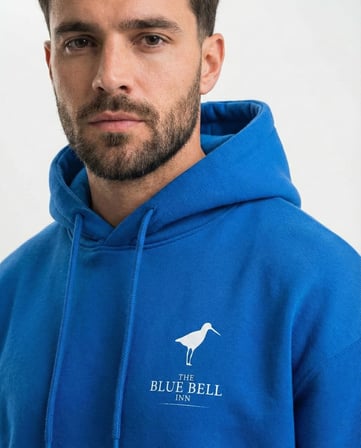 Kapüşonlu Double Oversize Hoodie – Üç İplik Pamuklu, Deniz ve Yelken Baskılı, Kanguru Cepli Premium Sweatshirt - Saks Mavi