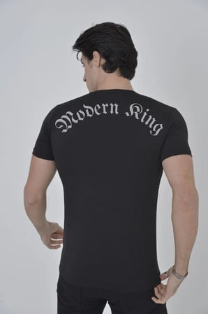 Göğüs File Aksesuarlı T-shirt - Siyah