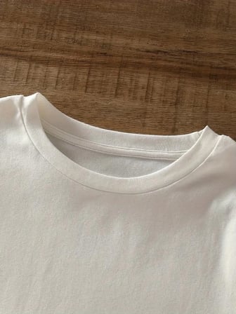 Brooklyn Harf Baskılı Düşük Omuzlu T-shirt, Rahat Kısa Kollu Bol T-shirt,   Giyim - Beyaz