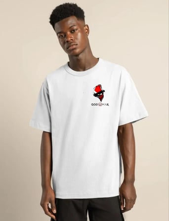 Bisiklet Yaka Baskılı Oversize T-Shirt - Beyaz