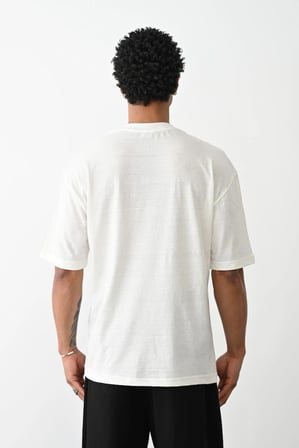 Baskılı Oversize T-Shirt - Beyaz