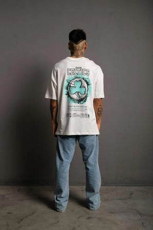 Sırt Baskılı T-shirt - Beyaz