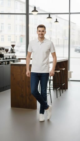 Erkek Polo Yaka Düğmeli Pike Kumaş Tişört Regular Fit Kısa Kol T-Shirt - Beyaz