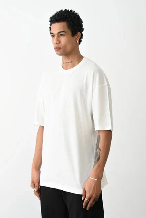 Erkek Tişört Düz Basic Penye Yazlık Bisiklet Yaka Kısa Kol T-Shirt - Beyaz