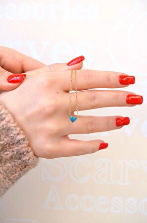 Mini Renkli Kalpli Çelik Kolye Beyaz Kalpli Kolye Çelik Çift Yönlü Kullanılabilir