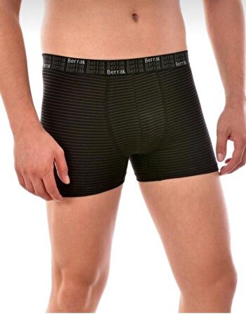 BERRAK 4475 ERKEK ÇİZGİLİ LİKRALI BOXER 12 ADET