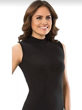 KOTA 6236 Kadın BOĞAZLI KOLSUZ BODY TEKLİ
