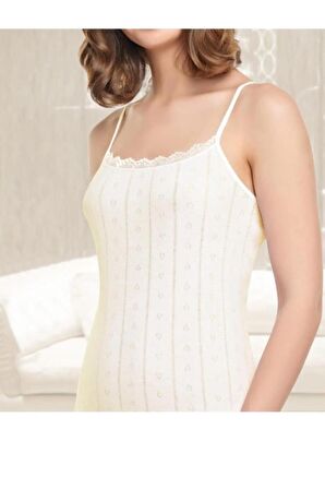 Tutku 0200 Jakarlı Ip Askılı Atlet 6'Lı Paket Ekru Renkli