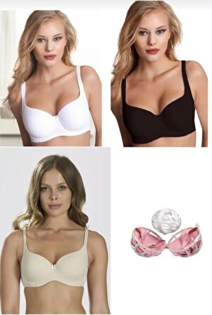 NBB 3613 Kadın TOPARLAYICI BALENLİ SOFT CUP SÜTYEN 3 ADET