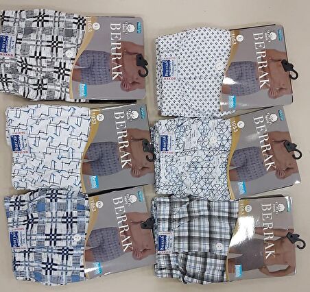 BERRAK 1053 ERKEK DESENLİ BOXER ŞORT 6 ADET 