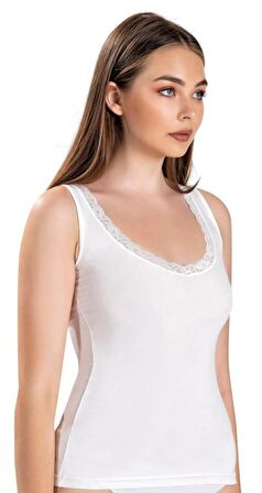 JİBER 617 Kadın V YAKA GENİŞ ASKILI DANTELLİ ATLET 6 ADET