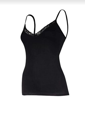  2226 Kadın İP ASKILI MODAL V YAKA DANTELLİ ATLET 6 ADET