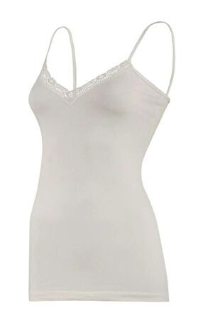  2227 Kadın İP ASKILI MODAL V YAKA DANTELLİ ATLET 6 ADET