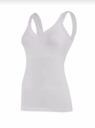  2260 Kadın KALIN ASKILI MODAL V YAKA DANTELLİ ATLET 3 ADET