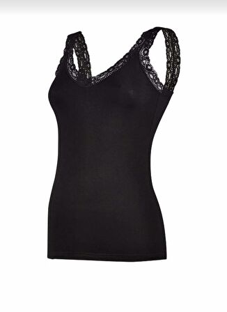  2261 Kadın KALIN ASKILI MODAL V YAKA DANTELLİ ATLET 6 ADET