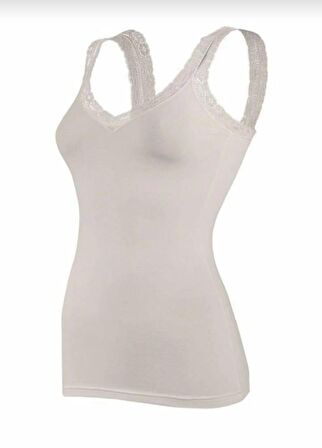  2262 Kadın KALIN ASKILI MODAL V YAKA DANTELLİ ATLET TEKLİ