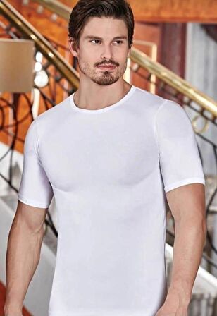 BERRAK 1024 ERKEK ELASTAN SIFIR YAKA KISA KOL ATLET TEKLİ 