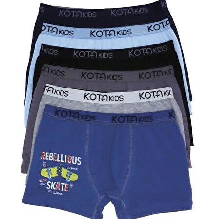 KOTA 1005 ERKEK ÇOCUK RENKLİ BASKILI BOXER 12 ADET