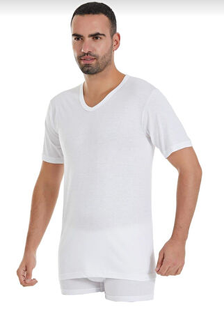  126 ERKEK MODAL SÜPER İNCE V YAKA KISA KOL ATLET 12 ADET