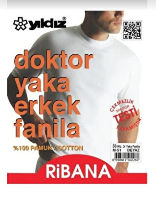  56 ERKEK RİBANA KISA KOL DOKTOR YAKA ATLET FANİLA 6 ADET