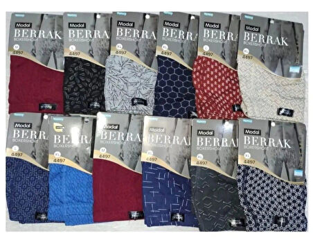 BERRAK 4497 ERKEK MODAL DESENLİ BOXER 10 ADET