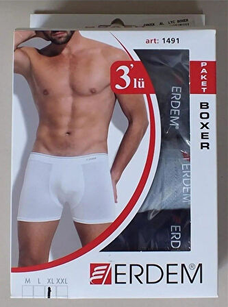 ERDEM 1491 ERKEK LİKRALI BOXER 3 ADET