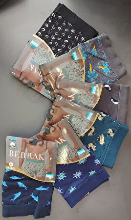 BERRAK 4480 ERKEK PENYE DESENLİ LİKRALI BOXER 6 ADET