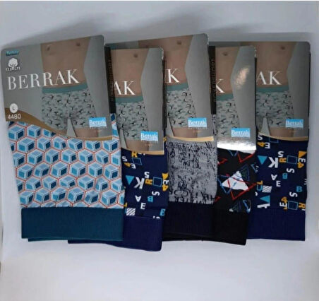 BERRAK 4480 ERKEK PENYE DESENLİ LİKRALI BOXER 6 ADET