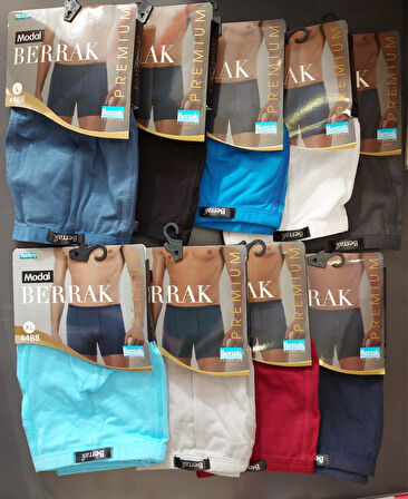 BERRAK 4488 ERKEK MODAL İNCE KEMER LASTİKLİ ÇOK RENKLİ BOXER 12 ADET