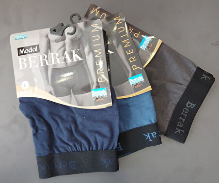 BERRAK 4476 ERKEK MODAL ÇOK RENKLİ LİKRALI BOXER 3 ADET
